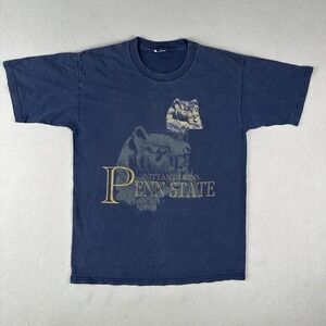 Vintage Penn State Shirt Men's Large Blue Nittany Lions Short Sleeve